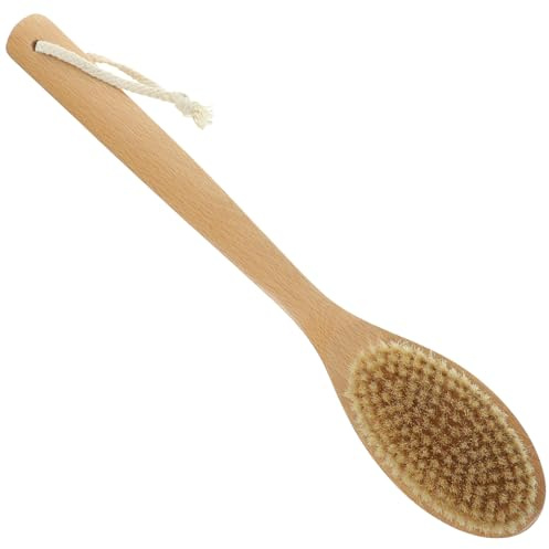 INOOMP Badebürste mit Langem Stiel aus Natürlichem Schweineborsten holz Sanfter Körperbürste zur Effektiven Hautreinigung und Rückenpeeling Ergonomisch Langlebig für Tägliche Dusche und