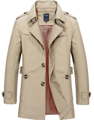 Fulidngzg Cappotto Uomo Invernale In Cotone Con Tasche E Bottoni Giacca A Vento Elegante Casual Trench Spolverino Leggero Primaverile Autunno Mezza Stagione Giubbotto Softshell 100 Grammi Per Lavoro