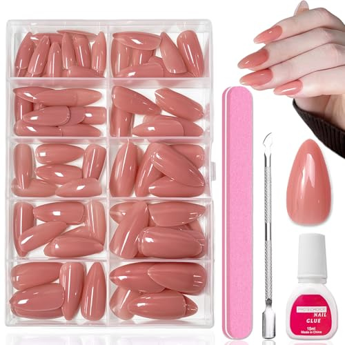 120 Stück Tiefes Nude Rosa Künstliche Fingernägel - Mittel Fake Nägel Press on Nails Almond - Einfarbig Nägel Zum Aufkleben - Elegant Acryl Kunstnägel Zum Aufkleben Für Frauen Nail Art (Nude Pink)