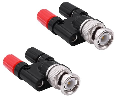 YARCHONN BNC Male to Dual 2 x 4mm Banana Plug Adapter Female Jack Socket Connector Coaxial Binding Post Splitter for HF Radio Antennas Oscilloscope-2pcs (BNC Male)