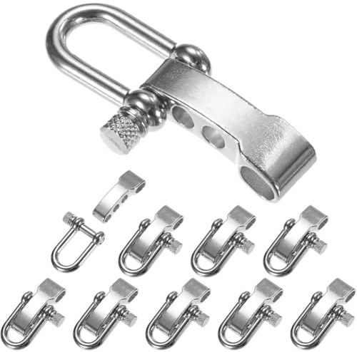 Buhdjfnke Hebilla de Grillete para Pulsera de Paracord (10 Unidades): Grillete Metálico Ajustable en Forma de U para Pulseras de Supervivencia, Cinturones y Cuerdas para Exteriores.
