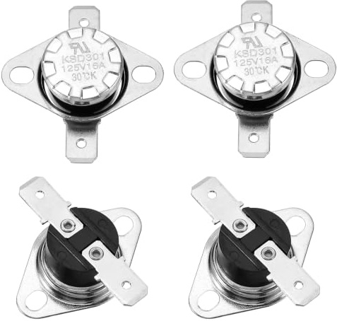 QUARKZMAN 4 Stück Thermoschalter 30°C NO Temperaturschalter 125V 16A KSD301 | Bimetall Bakelit Thermostat Thermoschutz, für Mikrowellen Herd Kaffeemaschine