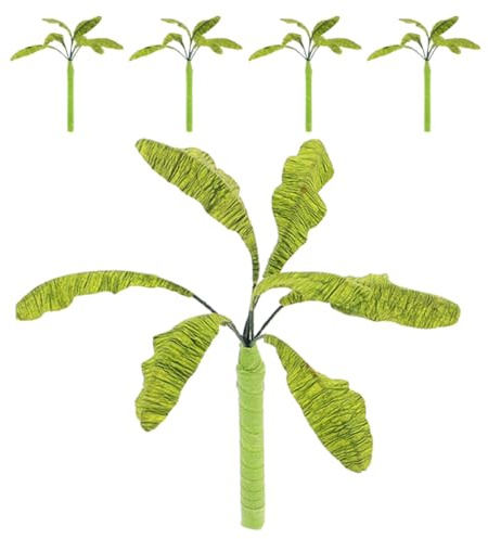 Beavorty Modèle Arbre Miniature Bananier 5pcs pour Décor Ferroviaire Apparence Réaliste et Matériau Plastique Vert pour Loisirs Créatifs