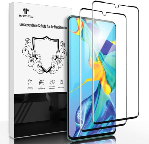 Three-Tree Schutzfolie für Panzerglas für Huawei P30 Pro/New Edition / 2020, 9H Härte Gehärtetem Glas [2 Stück] Displayschutzfolie für Huawei P30 Pro