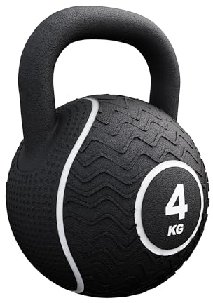 GORILLA SPORTS® Kettlebell Gummi 4–20 kg, Eisensandkern, Gummiummantelung | Ergonomischer, gummierter Stahlgriff; farbkodiert und für Kraft-, Cardio- und Functional-Training geeignet