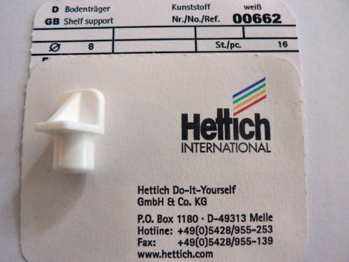 Hettich Bodenträger mit Zapfen weiß, Ø 8 mm, 16 Stück, Artikelnr. 662 | Artikelnr. 662