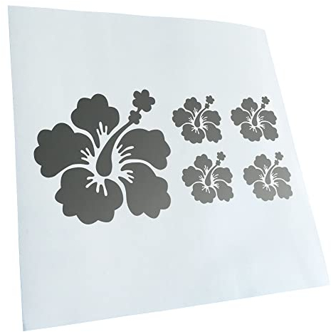 Kiwistar - Autoaufkleber - silber - Set - 30cm - Hibiskus Blütenset - Heckscheibenaufkleber - Aufkleber Auto Kfz Fahrrad, LKW, Truck Mofa