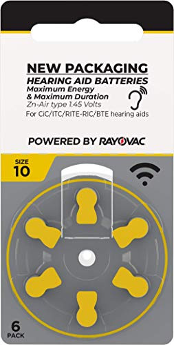 60 x Tipo 10 (GIALLO) - RAYOVAC Extra Advanced 10 / 1,4 V / 110 mAh - Pile per apparecchi acustici - confezione da 60 (10 x 6)