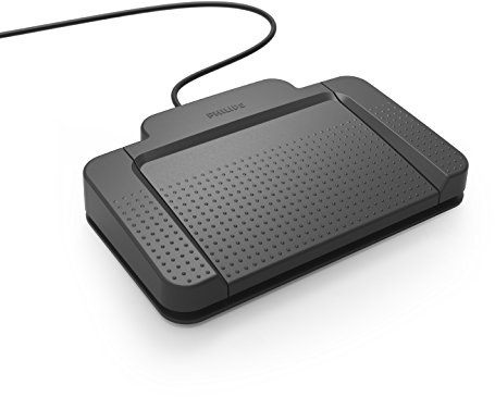 Philips ACC2320 USB-Fußschalter, 3 Pedal-Design Schnellvorlauf, Wiedergabe, Schnellrücklauf, CD mit Treibern und Konfigurationssoftware Anthrazit