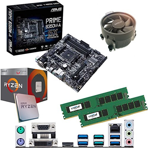 Components4All AMD Ryzen 3 2200G 3.5Ghz (Turbo 3.7Ghz) Quad Core CPU, ASUS Prime B350M-A Motherboard & 8GB 2133Mhz Crucial DDR4 RAM Pre-Built Bundle