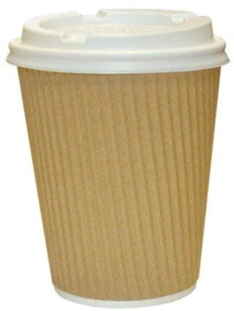 We Can Source It Ltd - Triple Wall Kraft Paper Cups 16oz with White Lids – Insulated Hot Drink Cups for Coffee, Tea, Cappuccino, Hot Chocolate – Durable Disposable Cups for Home, Office - Pack of 100