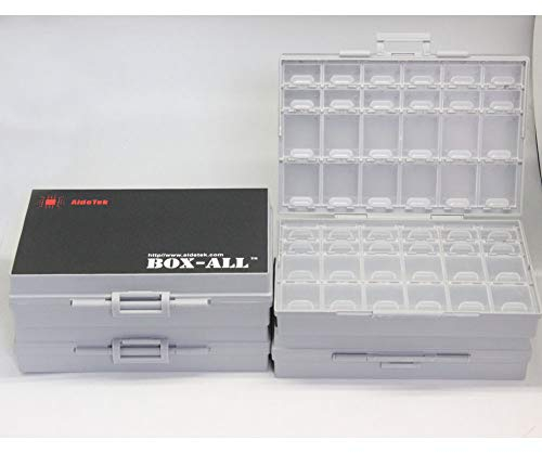 AideTek Box-All 4-teilige Organizer-Box mit 48 Fächern mit Deckel, Organizer für SMD-/SMT-Teile, mit Etiketten zum Aufkleben Versand aus China