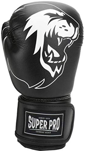 Super Pro unisex ungdom talang boxhandskar, svart/vit, 15 ml