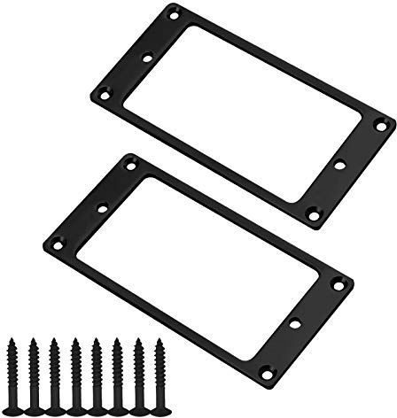 OTOTEC Humbucker-Tonabnehmer-Befestigungsringe mit Schrauben, 92 x 45,5 x 2 mm, Metall, flacher Tonabnehmer-Abdeckrahmen für E-Gitarre, Ersatzteile, 2 Stück