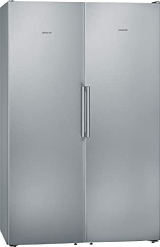 Siemens, KA95NVIEP, iQ300, Set Eintür-Kühlschrank und Eintür-Gefrierschrank, Europäischer Side by Side, hyperFresh Schublade, safetyGlas-Ablagen, noFrost, Gebürsteter Stahl mit antiFingerprint