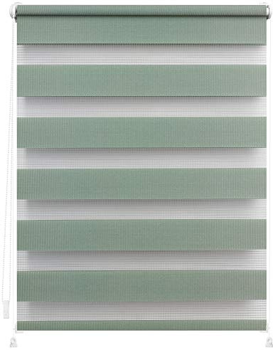 Lichtblick Doppelrollo Blickdicht ohne Bohren Salbei 100 cm x 150 cm (B x L)