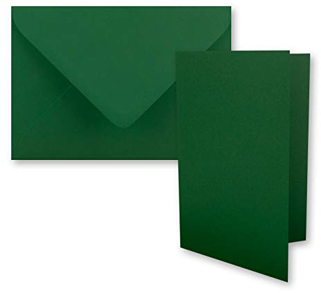 25x DIN B6 Faltkarten Set mit Umschlägen in Dunkelgrün (Grün) - 120 x 170 mm - ideal für Einladungskarten, Hochzeit, Taufe, Kommunion, Konfirmation - Marke: FarbenFroh