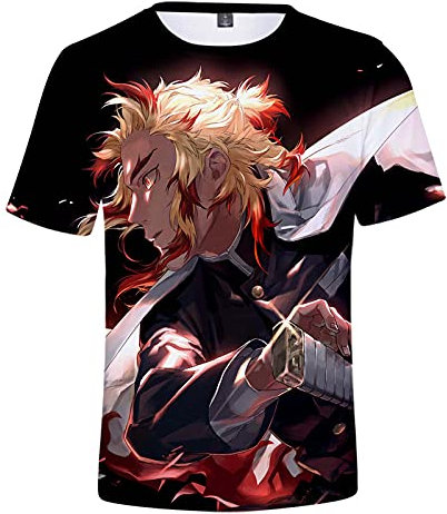 Yumenam Herren Damen Anime 3D Sommer Kurzarm Shirt Kimetsu no Yaiba Tanjirou Nezuko Kinder Kleidung Unisex Anime Cosplay Casual Top für Mädchen Jungen