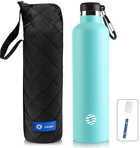 FEIJIAN Botella de Agua Acero Inoxidable 750ML/1000ML, Botella Termica Reutilizable con mosquetón, sin BPA, a prueba de fugas, para Bicicleta, Ciclismo, Gimnasio