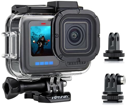 SOONSUN Waterproof Case for GoPro Hero 13/12/11/10/9 Black, 196FT/60M Underwater Protective Diving Housing With Bracket Screw Accessories