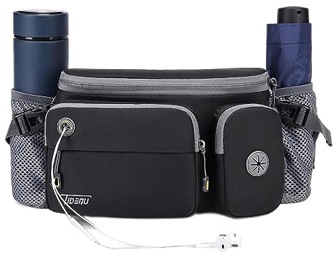 TUDEQU Dog Large Walking Bag,Bumbag,Running Waist Bag,Fanny Pack with Two Bottle Holder,Hiking Waist Pack for Men,Hip Bag