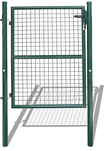 Jopassy Gartentor Gartentür, 125x100cm Grün Zauntor inkl. Schloss, Türklinke, und 3 Schlüsseln, Robust und langlebig, Hoftür Gartenpforte Gartenzaun