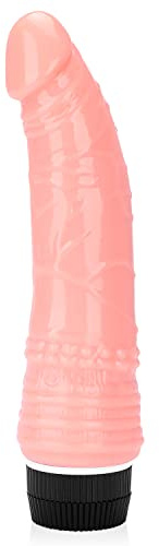 Consolador vibrador, consolador realista de 7.5 pulgadas, venas, cabeza de pene, vibrador multivelocidad flexible para mujeres, color carne