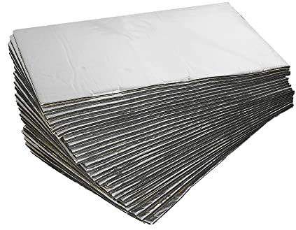 sourcing map 4.05㎡ 5mm 27pcs Tapis Isolant Thermique Insonorisant Phonique Voiture Moteur Capot Coffre Porte 50x30cm