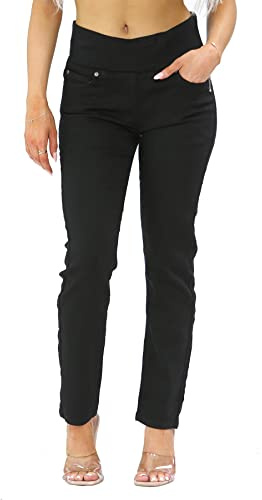 MYT Womens Elasticated High Waist Jeans Trousers Tummy Control Stretch Ladies Denim Jeggings Black 10