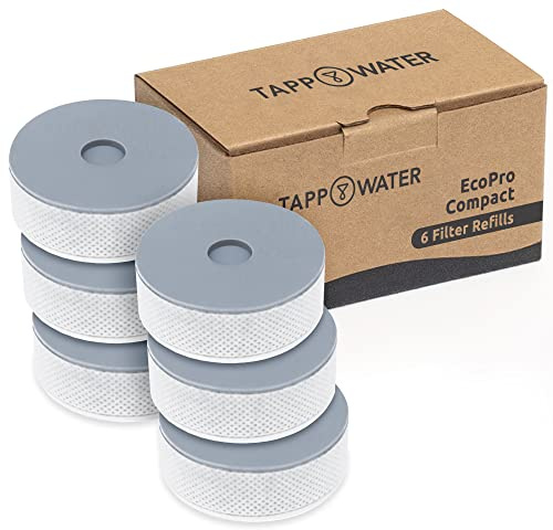 Tappwater EcoPro Compact - 6 Refills for EcoPro Compact Water Filter | Filters 100+ Substances, 5-Stage Nanotechnology Filtration System, Faucet Water Filter