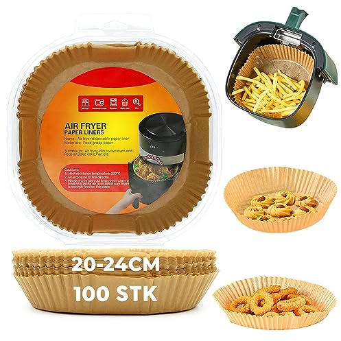 125 Pcs Papel Para Freidora De Aire Cuadrado Compatible Con COSORI y CECOTEC 20-24 Cm 5.5/6l, Moldes y Accesorios Para Air Fryer Y Para Horno, Hasta 6 Litros.