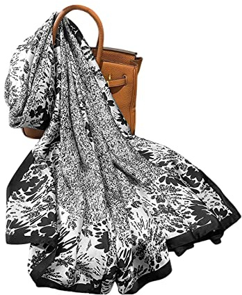 LumiSyne Seidenschal Damen Mode Bedrucktes Halstuch Retro Pferd Tupfenmuster Groß Seidentuch Warm Weich Stola Kopftücher Pashmina Sonnenschut Kap Ganzjährig