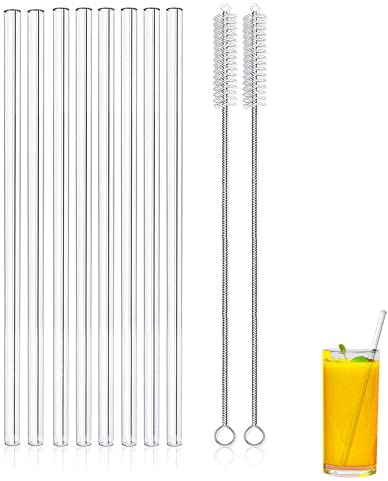 8 Pz Cannucce riutilizzabili di vetro, chiaro Straight Drink Straight Drink per Smoothie Milkshake Cocktail Bevande fredde