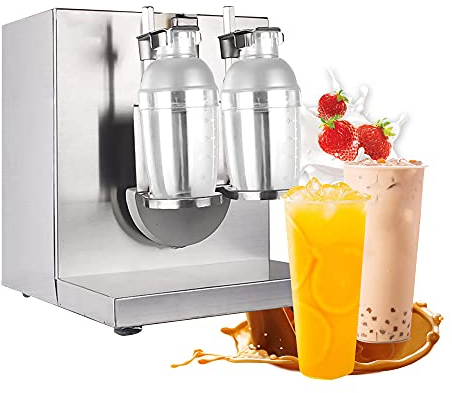 Máquina mezcladora de té con Leche eléctrica, coctelera de té con Burbujas de 120 W, batidora automática de Bebidas de Acero Inoxidable de 360 °, Auto de Doble Taza para Restaurante, cafetería, tiend