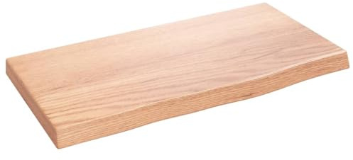 vidaXL Wandregal, Holzregal Regal Handgefertigt mit Baumkante, Wandboard Regalbrett Deko, Bücherregal Hängeregal, Hellbraun 40x20x2cm Massivholz Eiche Behandelt