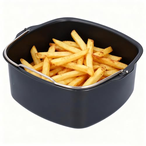 Natudeco Baril à Gâteau Carré Moule à Gâteau Air Fryer Plat de Cuisson Friteuse Pain Panier de Cuisson Pizza Plate Pour HD9925 HD9860 HD9905 01 Friteuses Standard (22cm×7cm)