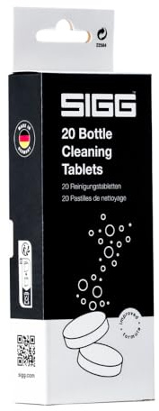 SIGG Rengöringstabletter för flaskor för alla SIGG vattenflaskor, 20 tabletter för handtvätt, flaskrengöring för snabb och enkel tvätt