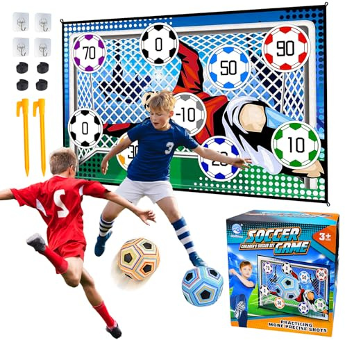 Juego de Pelota de Fútbol para Niños, Porterías de Franela Plegables con Pelotas de Velcro, Juegos Fútbol Niños para Interior y Exterior, Regalos de Futbol para Niños de 3 4 5 6 7 8 Años