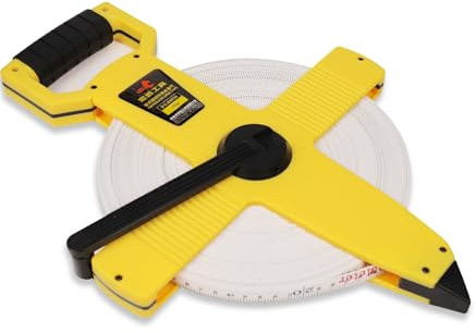 DIFFLIFE Offene Spule, Maßband, 100 m x 3-fache Geschwindigkeit, doppelt beschichtetes Fiberglas-Maßband