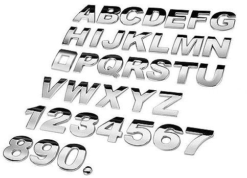 (A-Z, 0-9) 45 mm Auto-Aufkleber, 3D-DIY-Metall-Buchstaben-Aufkleber, Emblem, Buchstabe, Silber, Abzeichen, Dekoration, Auto, Chrom-Logo-Design (8)