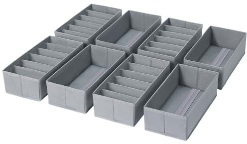 DIMJ Schubladen Organizer Schrank Organizer - 8er Set Unterwäsche Organizer, 30 x 15 x 9 cm Ordnungssystem für Pax Organizer, Kinderkleidung, Socken, Wickelutensilien, Hellgrau