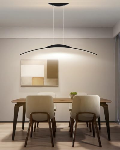 MOMOYY LED-Pendelleuchten Modernes Esszimmer Gebogene Pendelleuchte Dimmbare Barbeleuchtung Mit Fernbedienung Küchenbeleuchtung Kann in Küche Bar Restaurant Büro verwendet werden (black, 100cm)