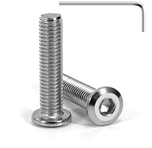 Tunejoy Viti a Testa Piatta M8 x 30 mm Vite a Testa Esagonale Bulloni in Acciaio Inox A2 V2A Bulloni per Mobili con Chiavi a Esagono Filettatura Completa 20 Pezzi