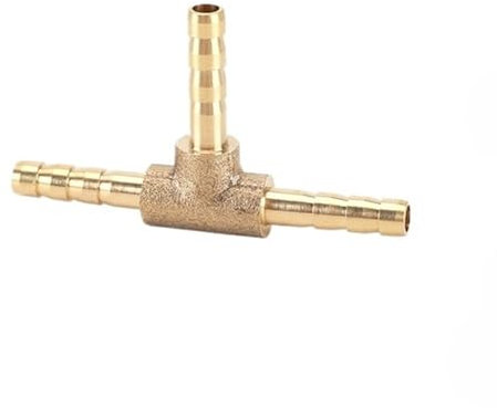 YJQHODY T-Typ-Dreiwege-Schlauchkupplung, Messing-Spleißrohrverschraubung, T-Form, 3-Wege, 4 bis 25 mm Luft-Öl-Schlauchtülle, Kupferverbindung(4mm)