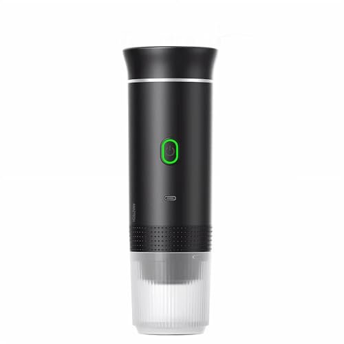 AMAZTECH Cafetera Portatil Capsulas - Maquina Cafe Portatil Compatible con NS DG y Cafe Molido - Versión Mejorada 2025 - Pantalla LED y Tanque 80 ml - Mini Cafetera Portátil 3 en 1 de Viaje (Negro)