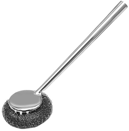 Detergente per pentole e padelle in acciaio inox, impugnatura ergonomica, multiuso, in lana d'acciaio, paglietta portatile per casa, cucina, bagno, ambienti esterni