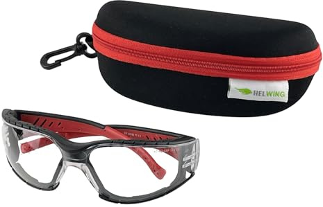 HELWING red Set Schutzbrille mit Schaumstoff im hochwertigen Hardcase Etui mit Clip