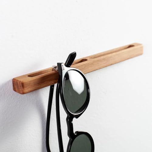 Craman Soporte para gafas de madera para pared, roble moderno, montaje en pared, soporte para gafas, colgador, pasillo, decoración, alemán (natural, 28 cm)