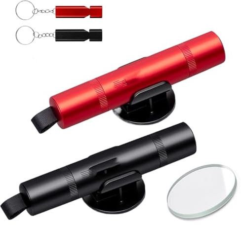 PIWOSGOL 2 Stück Notfallhammer Auto mit Gurtschneider 2 in 1 Auto Sicherheitshammer Gurtschneider und Glasbrecher Mit 2 Überlebenspfeife Für Auto Und Busse, Emergency Cartool
