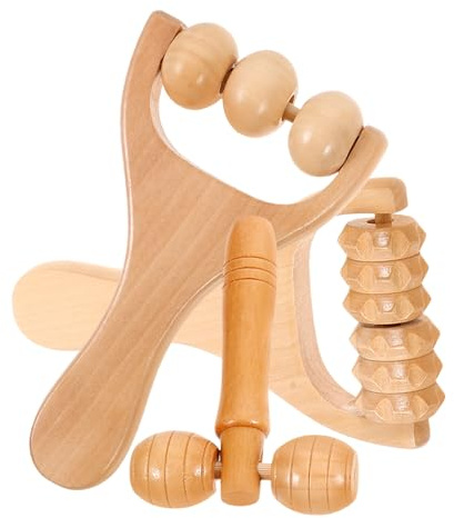 SHERCHPRY Massagerolle Holz 3 Stück Gesichtsroller Fußmassagegerät für Frauen aus Langlebigem Holz mit Glatter Oberfläche für Nacken Schulter Rücken und Beine